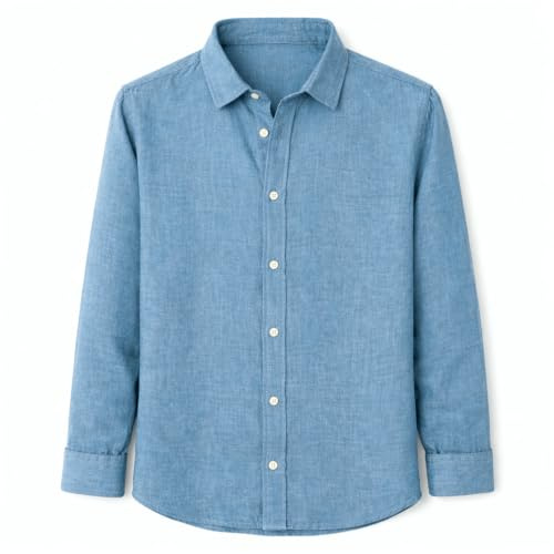 Blue coast yachting Camisa de Lino y Algodón Hombre Manga Larga Regular Fit