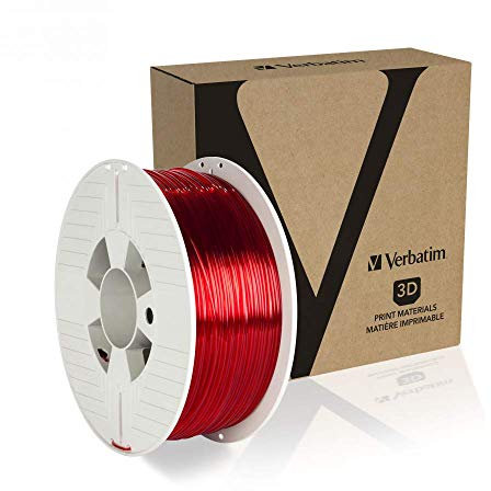 Verbatim PET-G-Filament 3D-Druck, 1,75mm, 1kg, Polyethylenterephthalat-Glykol-Filament zur Materialextrusion, für 3D-Drucker & 3D-Stift, 3D-Drucker-Filament aus PET-G, rot-transparent