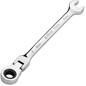 Jetech Clé à cliquet flexible de 8 mm, de qualité industrielle, avec tête flexible, fabriquée en acier allié Cr-V forgé et traité thermiquement, entièrement polie avec 12 points, métrique