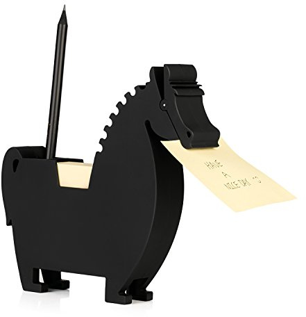 Memo Holder Desktop Note pad Dispenser Horse Pen Holder Multi-Functional Clip for Note Short Note pad,2 Packs memo (Horse, Black)