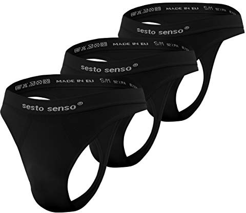 Sesto Senso män sömlösa strängar G-strängar sexig 3-pack, 3-pack – svart, S-M