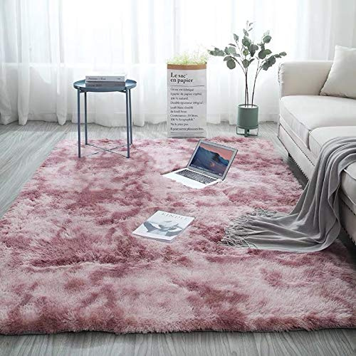 Pauwers mjuka och fluffiga golvmatta i fuskpäls är en extra mjuk och bekväm matta som är halkfri, för inomhusbruk, tjock matta för vardagsrum och sovrum (rosa, 80 x 160 cm)