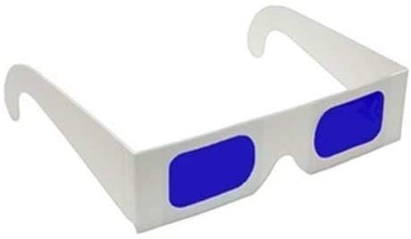 Othmro 1pc Paper Cardboard 3D Glasses, Blue-Blue Cardboard Glasses White Paper Glasses Frame 3D Glasses for 3D Virtual Video, 3D DVDs, 3D Video Games, Comics, Images