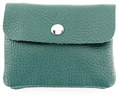 modamoda de P09 Damen Münzgeldbörse Geldbörse Portemonnaie Klein Leder Made in Italy P09, Farbe:Petrol