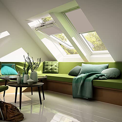 VELUX Original Sichtschutzrollo (RFL), Silberne Seitenschienen, Y45, Helltaupe // RFL Y45 4169S