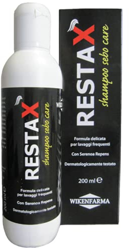 RESTAX Shampoo Sebo Care delicato per capelli grassi, con serenoa repens, senza parabeni, tutela del capello, anticaduta, controllo secrezioni di sebo