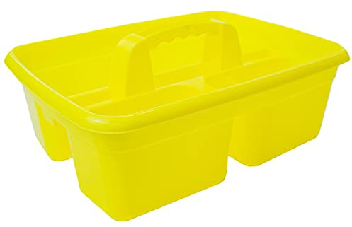 Clay Roberts Cleaning Caddy with Handle, Yellow, Cleaning Products & Tools Storage Basket, 3 Compartments, Strong Utility Carry Baskets, Cleaning Caddy, Organiser, Kitchen Tidy