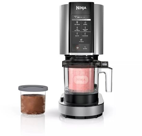 SharkNinja NC301 CREAMi 7-In-1 Ice Cream Maker with 7 Custom Frozen Treat Modes and Easy 3-Step Treat Preparation, Cloud Silver (Renewed)