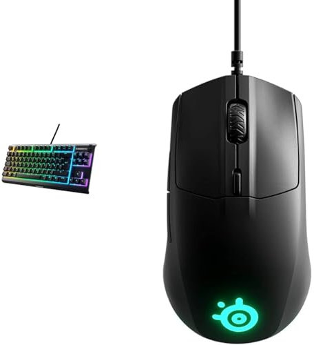 SteelSeries Apex 3 TKL - RGB Gaming-Tastatur & USB Rival 3 Gaming-Maus, optischer TrueMove Core-Sensor mit 8500 CPI, 6 programmierbare Tasten, Geteilte Triggertasten, Schwarz