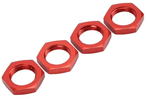 CHDE Dadi Ruota da 17 mm Esagonali in Lega di Alluminio - Ideali per Mozzo Auto RC 1/8 - 4 Robuste Rosse