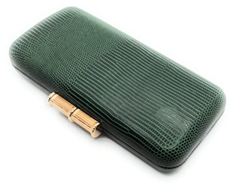 BRANDELIA Bolso Cartera De Mano Fiesta Boda Clutch de Ante Mujer con Cadena al Hombro, Bambú Verde Oscuro