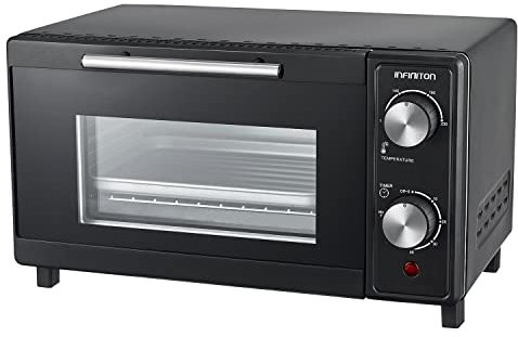 INFINITON HSM-A9N – Horno sobremesa, Negro, 9L, 600W, Doble acristalamiento, Control de temperatura, Temporizador 60 min.