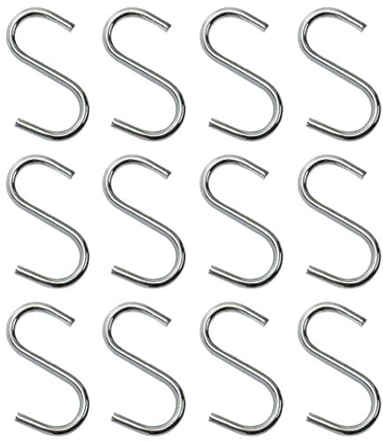 REQAG 12 Pezzi Ganci a S Cucina in Acciaio Inox Appesi Ganci Attaccapanni Forma di S Multifunzionale per Bagno Camera da Letto Ufficio Ganci per Utensili Cucina(5.5 * 4cm)