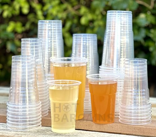 Hot Bargains Clear Strong Reusable Plastic Pint and Half Pint Beer Glasses - 50 Full Size & 50 Half Size Disposable Cups Tumblers