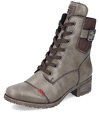 Rieker Damen Schnürstiefeletten 70345, Frauen Stiefeletten,Kurzstiefel,uebergangsschuhe,uebergangsstiefel,schnürboots,Boots,grün (54),39 EU / 6 UK