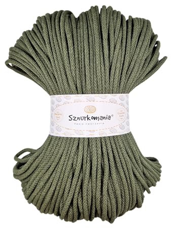 Sznurkomania Cavo di Cotone Intrecciato 5mm 100m, 46 Colori, Cavo all'Uncinetto, Cavo Macrame, Filato Macrame, Filato Premium, Corda Macrame, (Cachi)