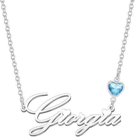 Kraven Collane Donna con Nome Daino Pietra di Nascita Blu Ciondolo con Nome Iniziale Personalizzate inciso su Misura Regali di Natale per Donne Ragazze Adolescenti Figlia (Giorgia)