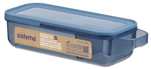 Sistema Slide and Snack mit 2 Fächern und Tragegriff | Mit recyceltemozeangebundenem Kunststoff | 445 ml Snackbox