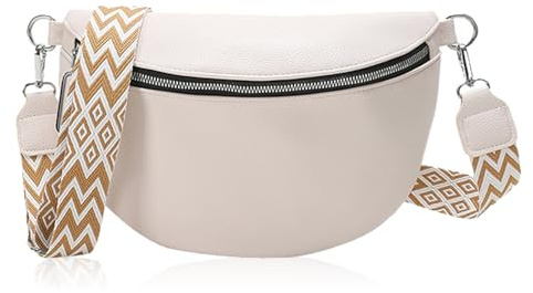 Forhome Handtasche Damen Bauchtasche Damen Handy Umhängetasche Damen Echtes Leder Crossbody Bag Damen Stylisch Crossbody Bag Damen Brusttasche Damen mit Breitem Schultergurt