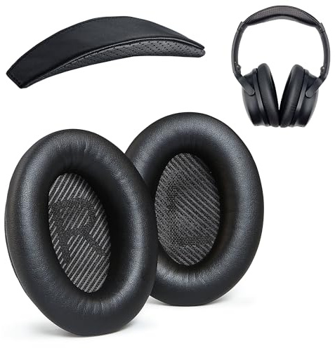 AHG Replacement QC35 / QC35 ii earpads and QC35 / QC35 ii Headband Cushion cover. Compatible with Bose QuietComfort 35 and QC35 ii Headphones. Premium PU Leather Ear Pads | Sheepskin Leather headband