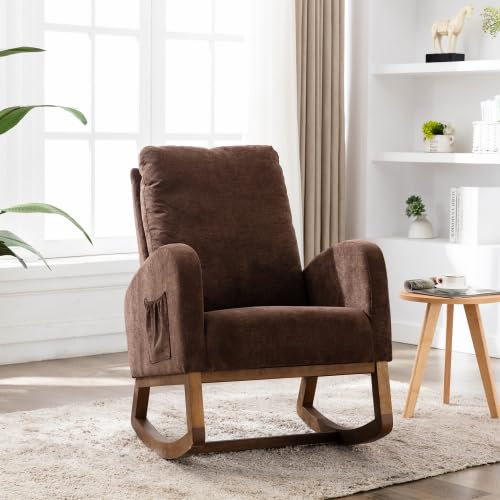SogesHome Schaukelsessel Schaukelstuhl Relaxstuhl Relaxsessel Stuhl Sessel Freizeit Cocktailsessel mit Armlehne mit Soft Kissen