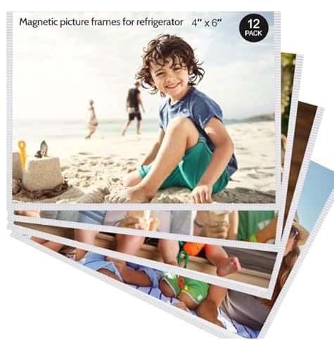 Gatphy 12Pcs Cadre Photo Magnetique Frigo Cadre Photo Magnetique 10x15 cm avec Poche Transparente Frigo Magnetique Armoires Bureau Casiers Classe pour Photos Paysages Peintures