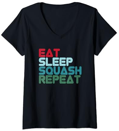 Damen Eat Sleep Squash Repeat Squashspieler Vintage Squash Design T-Shirt mit V-Ausschnitt