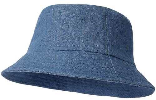 AYPOW Unisex XL/XXL Fischerhut, Großer Vintage Gewaschener Denim Baumwolle Bucket Hat, Faltbare Outdoor Sonnenhut Sommerhut, Eimerhut Angelhüte Freizeithut für Reisen Wandern, Herren Damen (57-65CM)