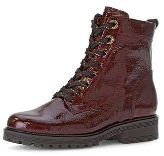 Gabor Damen Schnürstiefeletten, Frauen Stiefeletten,Komfortable Mehrweite (H),Kurzstiefel,uebergangsschuhe,Burgund (Mic/Gold),37.5 EU / 4.5 UK