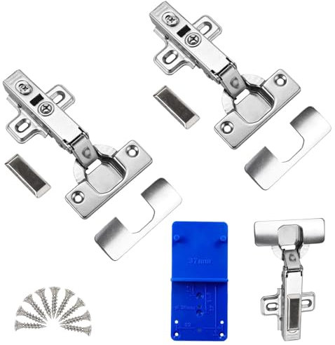 2 Pièces Charnières d'armoire, Charnières de Meubles, Charnières d'armoire à fermeture douce, Charnières de Portes d'Armoires avec vis, pour salle de bain Chambre à coucher Salle à manger