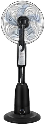 SILVANO Ventilador Nebulizador de Pie 90W con Mando a Distancia | Ventilador con Agua y Pulverizador | 3 Velocidades, Temporizador y Oscilación | Silencioso | Depósito 2,8–3L (MistFlow Basic)