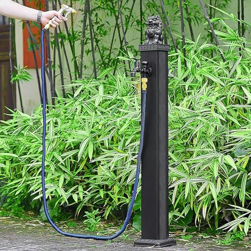GFXYQPDNV Wassersäule Edelstahl, Wasserzapfstelle Garten, Standbrunnen Garten mit Wasserhahn, Wasserverteiler Zapfstelle, Gartenwasserhahn, Schlauchhalterung, Wasserstelle Garten(L)-1