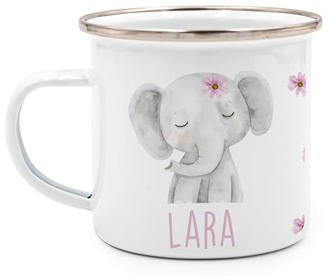 Kidsmood - Emaille Tasse Personalisiert mit Namen- Robuste Kinder Tasse für Camping & Alltag - BPA-frei, Spülmaschinenfest, Kinder Becher als Geschenke zur taufe, zur Geburt oder für Weihnachten