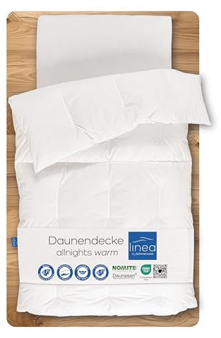 LINEA by böhmerwald - allnights - kuschelige Bettdecke warm, 135x200, 100% Federn & Daunen, Allergiker geeignet, waschbar bis 60°C, in Deutschland produziert