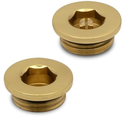 Polished Brass Bleed Valve & Blanking Plug Set for Radiators & Towel Rails ½ BSP