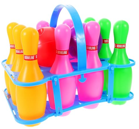 BESTonZON Kunststoff Bowlingset Für Junge Mädchen Mit Pins Und Kugeln Indoor-Outdoor Spielzeug Bowling Für Familieninteraktion Und Entwicklung Von Hand-Augen-koordination