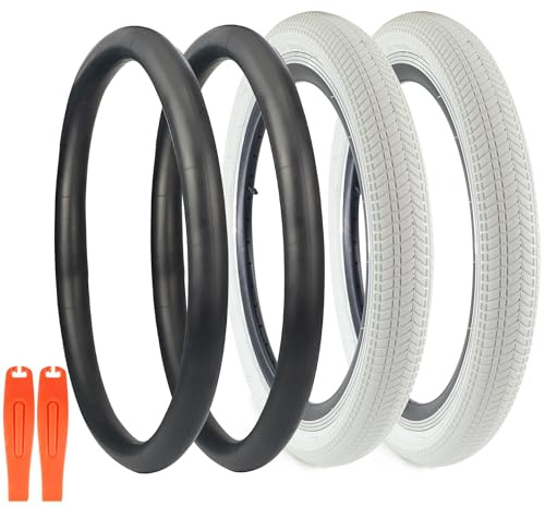 WEEROCK 2-pack 50 cm cykeldäck 20 x 2,125 med innerrör, cykeldäck för BMX, MTB mountainbike, barn barncykel, trehjuling, kroscykel, vit
