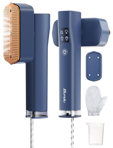 Sundu Steamer Dampfglätter, Reisedampfglätter für Kleidung, 2-in-1 Reisebügeleisen mit Dampf, 15s schnelles Aufheizen, Travel steam Iron mit LED Display, 3 Dampfmodi, 1 Trockenbügelmodus, Blau