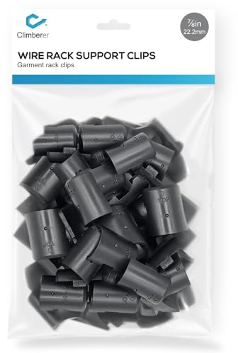 20 Pairs Wire Shelf Clips for 7/8 OD Poles - Plastic Locking Clips for Metal Shelving & Garment Racks (Black, Fits 7/8 Diameter Tube)
