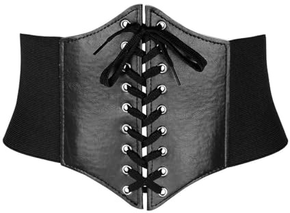 COYUN 1 pcs Korsett Damen, Schwarz Taille Piratenkostüm Gürtel, Damen Elastischen Korsett, Halloween-Kostüm, Corset Belt, Pirat Breit Corsett, Retro Leder Corsage Frauen, Schnürkorsett