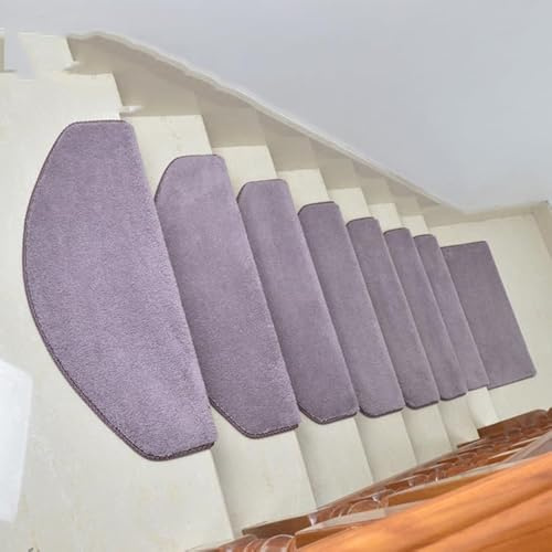 Alfombrillas antideslizantes para escaleras, medio arco, color sólido, lavables a máquina, alfombras de seguridad para ancianos, 75 x 24 cm, color morado