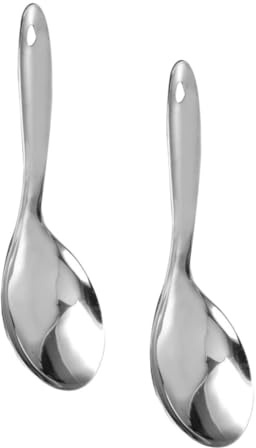 FIXOSHEE 2 pièces Cuillère à Riz Inox Robuste Spatule de Service Réutilisable Ustensile de Cuisine avec Manche Ergonomique Facile à Nettoyer Compatible Autocuiseur et Usage Quotidien
