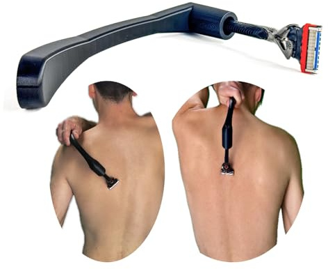 ShaveGrip Back Razor Extension – 26 cm Handle Extender for Back Shaving – Compatible with Gillette Fusion5/ProGlide/Mach3 – Made in Germany (Rubber Wedge Fixation)