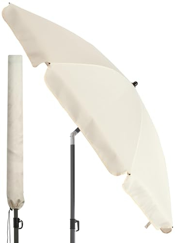 4smile Sonnenschirm Balkon Ø 180cm, Beige - Sonnenschirm Strand mit Hülle - Balkonschirm mit Knickfunktion, UPF 50+ Gartenschirm, Strandschirm windfest stabil SunnyJoy