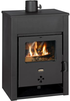 PRITY K13 D - Estufa de leña (11,6 kW, clase energética A+, 81,9% de eficiencia, diámetro de 130 mm, tubo de humo, construcción de acero y hierro fundido)