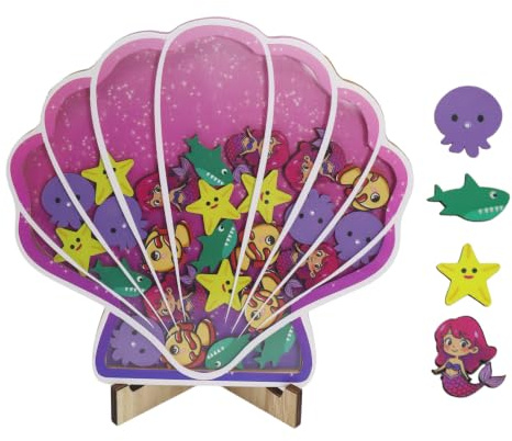 Tarros de recompensa para el comportamiento de los niños, sistema de recompensas de sirena de concha de madera