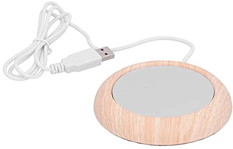 Jiawu USB-driven Koppvärmare, 5W Snabbuppvärmningsmatta för Kaffevärmare, Bärbar Värmeunderlägg med Träkornsdesign, för Mjölkte Kaffedryck Office Home