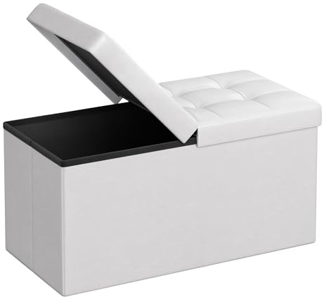 SONGMICS 30 Inches Folding Storage Ottoman Bench with Flipping Lid
