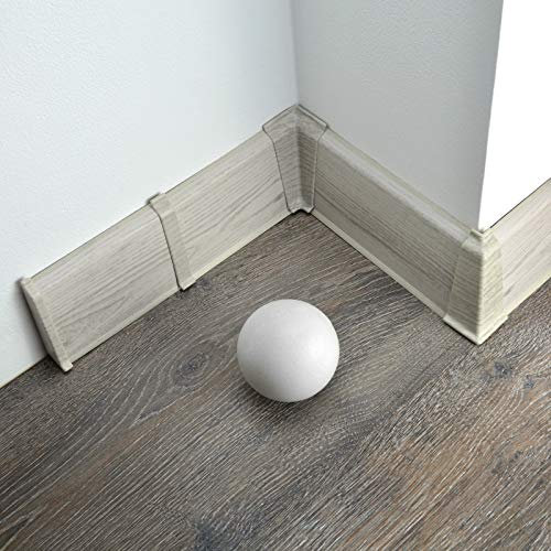 DQ-PP - 30 metri di battiscopa in PVC 70 mm, laminato in rovere chillout, listelli di fondo in plastica PVC, decorazioni per battiscopa