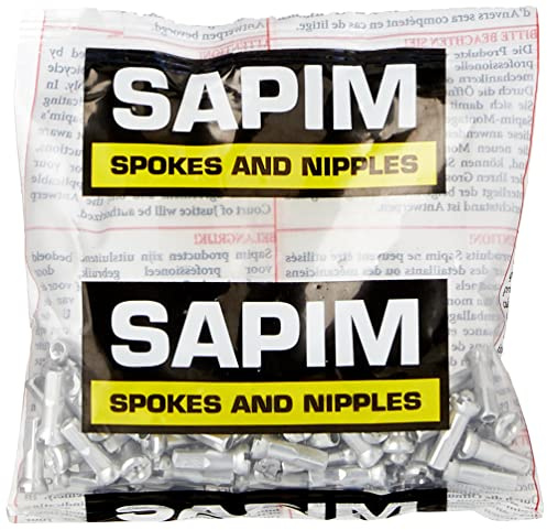Sapim Polyax - Nippli per raggi in lega, calibro 14, 14 mm, colore: argento